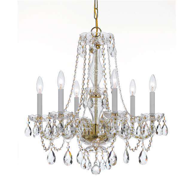 Traditional Crystal 6 Chandelier-Crystorama Lighting Company-CRYSTO-5086-PB-CL-MWP-ChandeliersBrass-Clear Crystal-1-France and Son