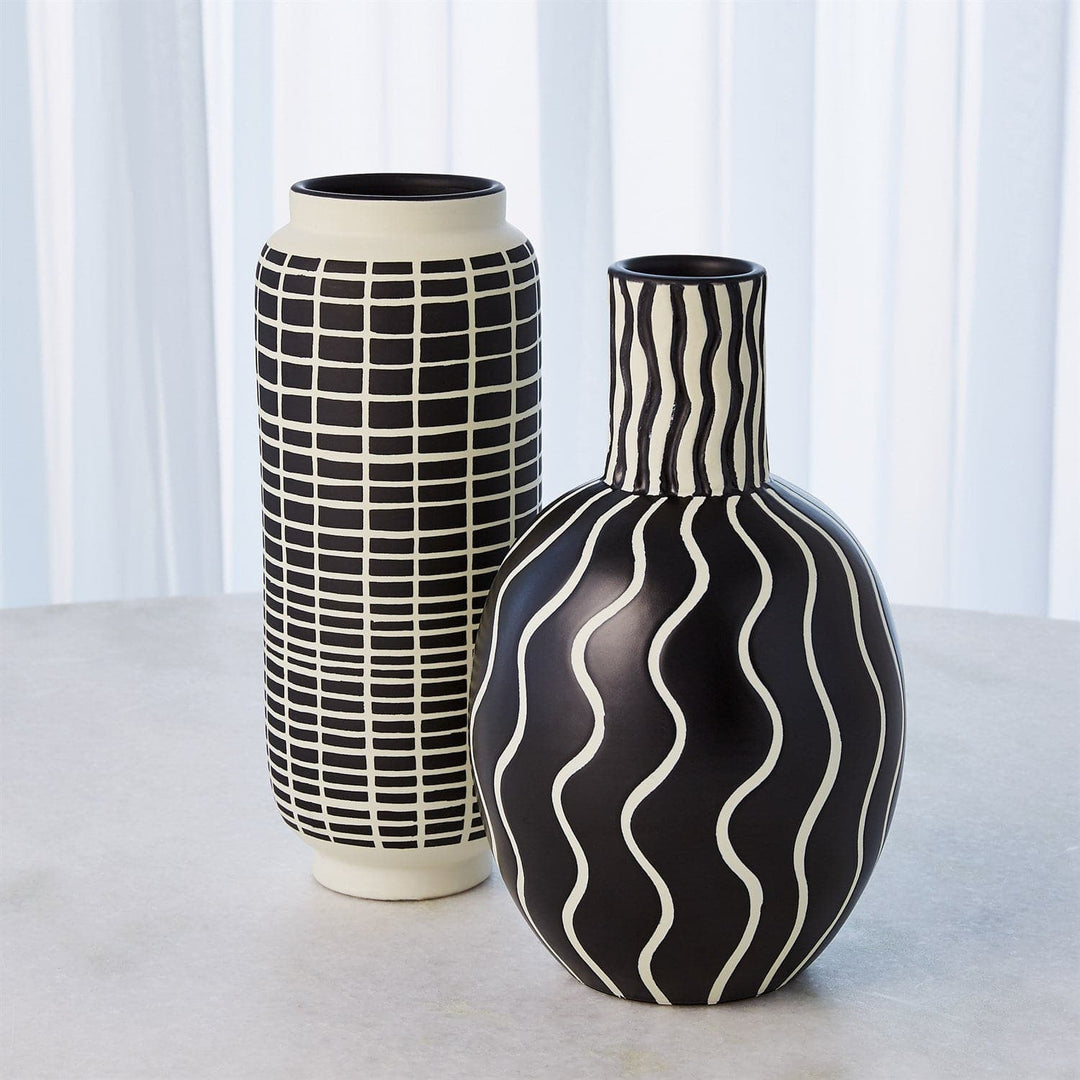 Graphic Gourd Vase - Black/White-Global Views-GVSA-3.31595-VasesGraphic Gourd Vase-4-France and Son