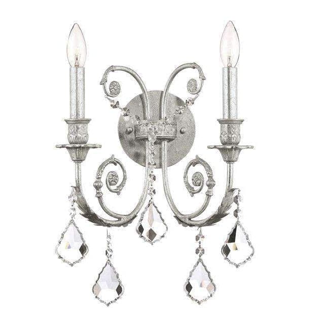 Regis 2 Light Sconce-Crystorama Lighting Company-CRYSTO-5112-OS-CL-MWP-Wall LightingSilver-Clear Crystal-4-France and Son