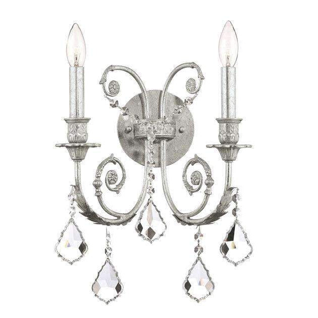 Regis 2 Light Sconce-Crystorama Lighting Company-CRYSTO-5112-OS-CL-MWP-Wall LightingSilver-Clear Crystal-1-France and Son