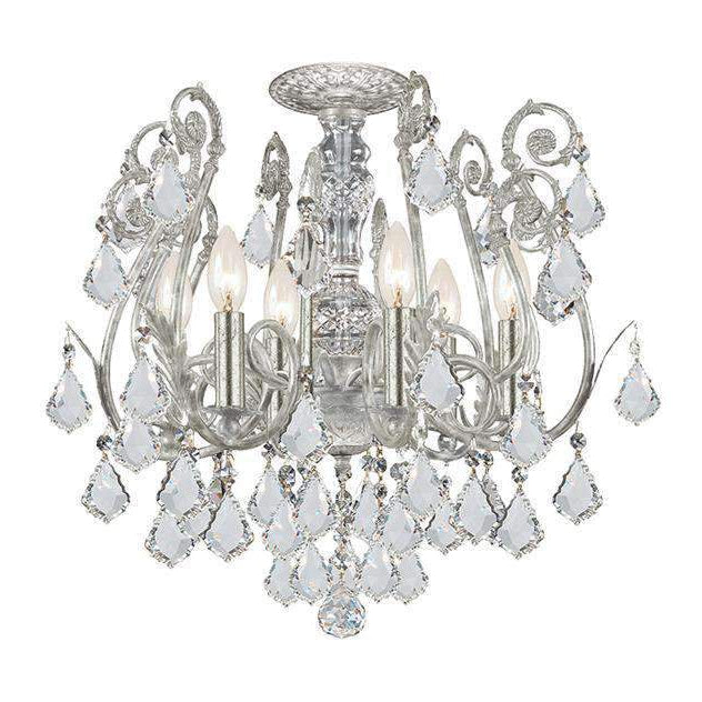 Regis 6 Light Semi-Flush-Crystorama Lighting Company-CRYSTO-5115-OS-CL-MWP-Flush MountsSilver-Hand Cut Crystal-6-France and Son