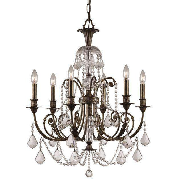 Regis 6 Light Clear Crystal Chandelier-Crystorama Lighting Company-CRYSTO-5116-OS-CL-MWP-ChandeliersSilver-Clear Crystal-1-France and Son