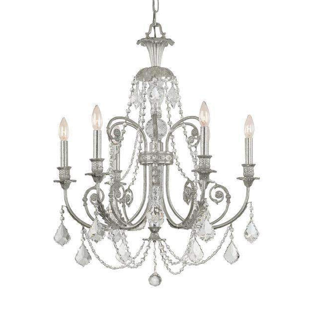 Regis 6 Light Clear Crystal Chandelier-Crystorama Lighting Company-CRYSTO-5116-OS-CL-MWP-ChandeliersSilver-Clear Crystal-4-France and Son