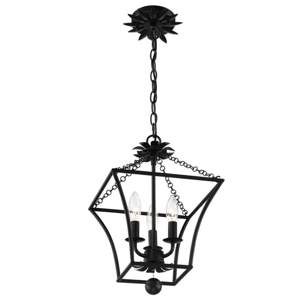 Broche 3 Light Lantern-Crystorama Lighting Company-CRYSTO-514-MK-Outdoor Post LanternsMatte Black-2-France and Son