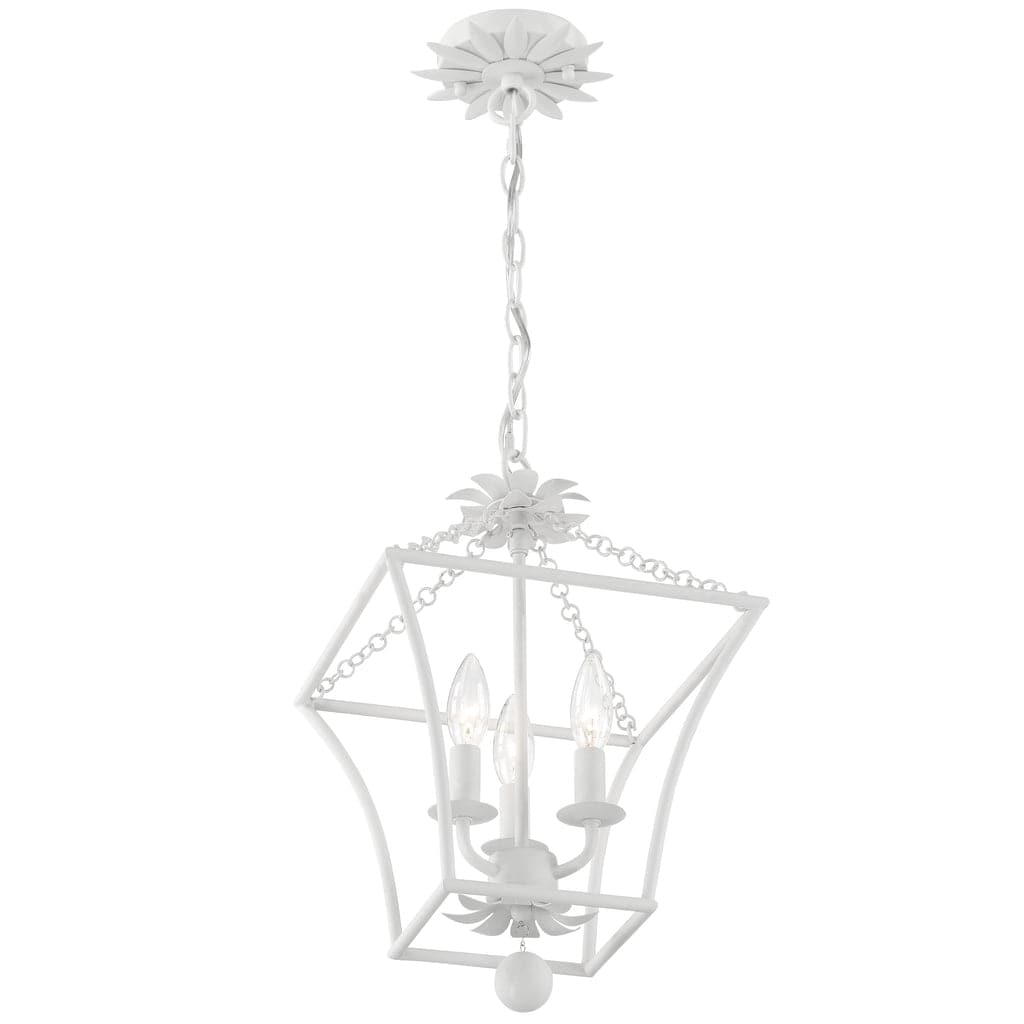 Broche 3 Light Lantern-Crystorama Lighting Company-CRYSTO-514-MT-Outdoor Post LanternsMatte White-3-France and Son