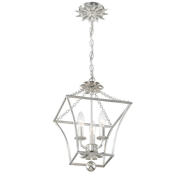 Broche 3 Light Lantern-Crystorama Lighting Company-CRYSTO-514-SA-Outdoor Post LanternsAntique Silver-4-France and Son