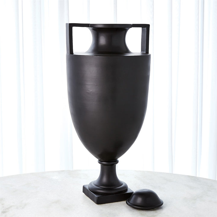 Square Handle Amphora Urn-Global Views-GVSA-3.31606-VasesMatte Black-6-France and Son