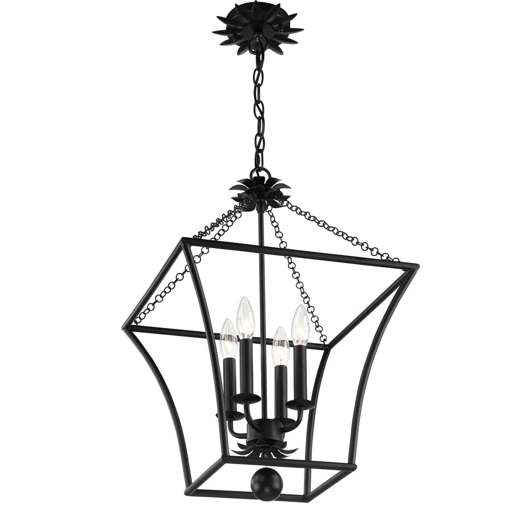 Broche 4 Light Lantern-Crystorama Lighting Company-CRYSTO-516-MK-Outdoor Post LanternsMatte Black-2-France and Son