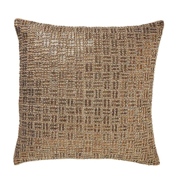 Beaded Basketweave Pillow - Antique Gold-Global Views-GVSA-AS7.90039-Pillows-1-France and Son