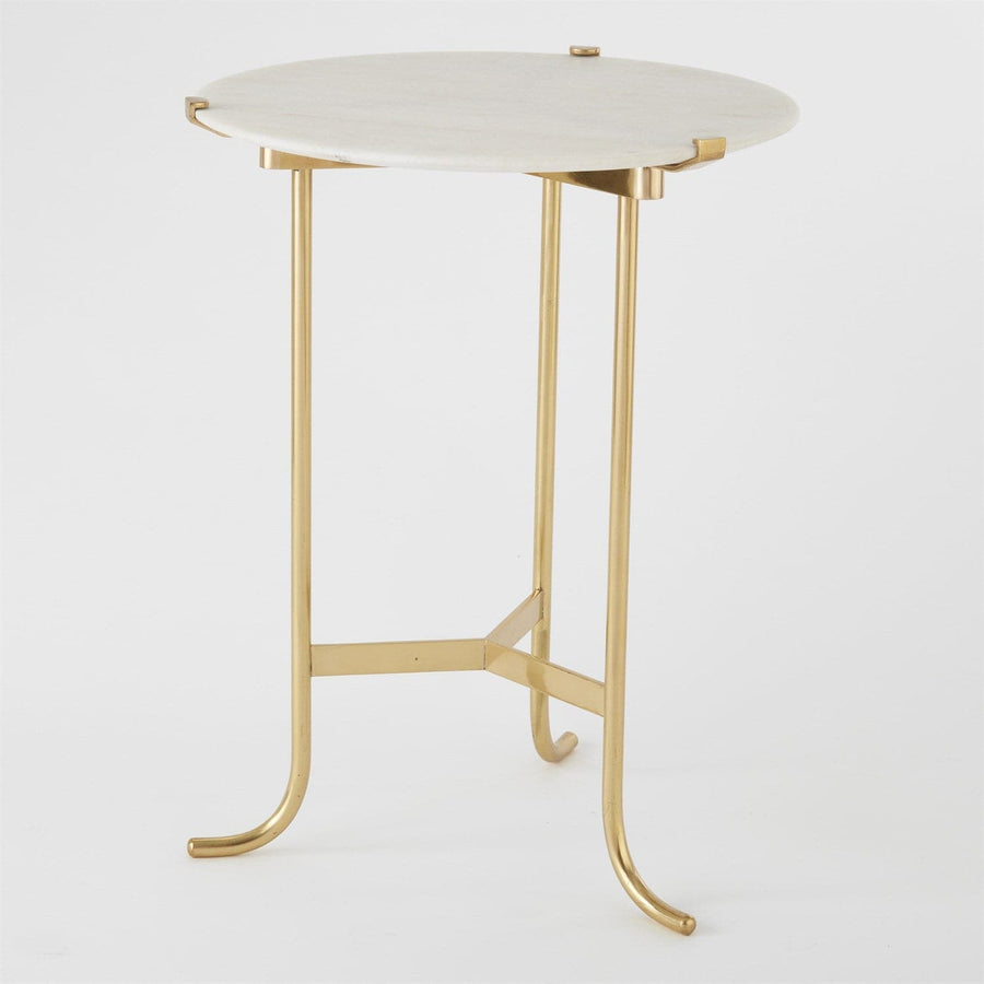 Plie Table - Brass/White Honed Marble-Global Views-GVSA-9.91816-Side Tables-1-France and Son