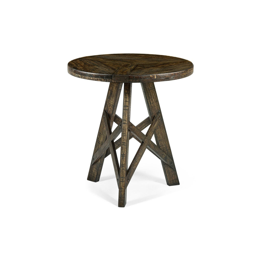 Rustic Circular Lamp Table-Jonathan Charles-JCHARLES-491075-CFW-Side TablesCountry Walnut-4-France and Son