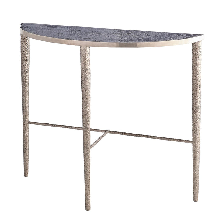 Hammered Console Table-Global Views-GVSA-7.91138-Console TablesAntique Nickel With Grey Marble-1-France and Son