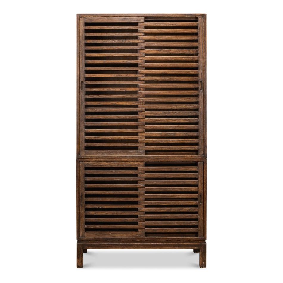 Groovy Doors Bookcase Whitewash-SARREID-SARREID-52745-Bookcases & CabinetsBrown-2-France and Son