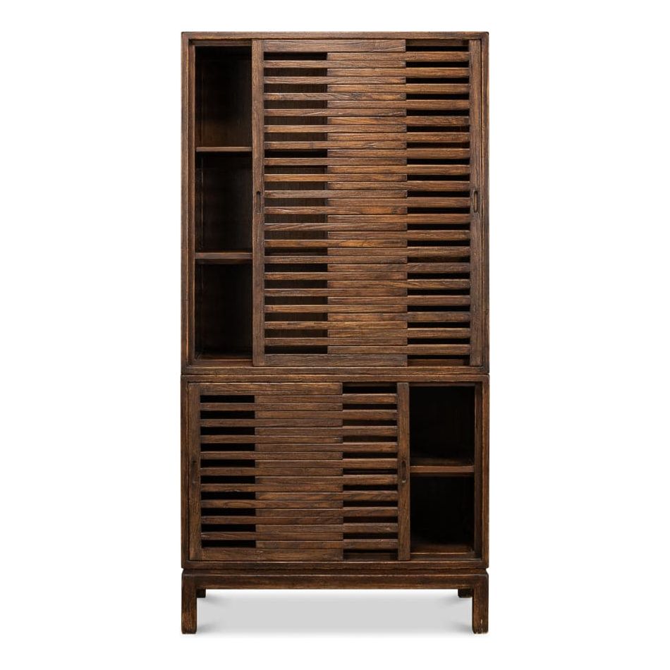 Groovy Doors Bookcase Whitewash-SARREID-SARREID-53043-Bookcases & CabinetsWhite-4-France and Son