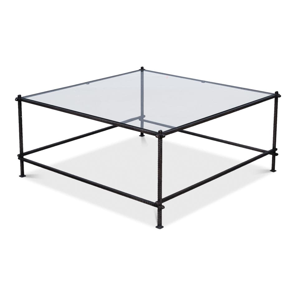 Serrated Edge Iron Coffee Table-SARREID-SARREID-52772-Coffee Tables-1-France and Son