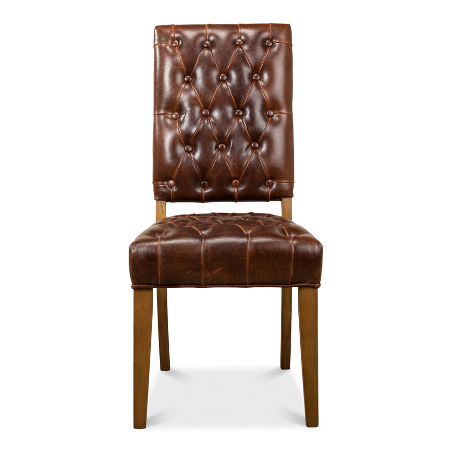 Brady Leather Side Chair-SARREID-SARREID-52775-Dining Chairs-1-France and Son