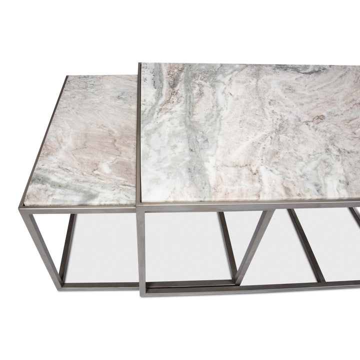 Set Of 3 Nesting Low Marble Top Tables-SARREID-SARREID-52871-Coffee Tables-5-France and Son