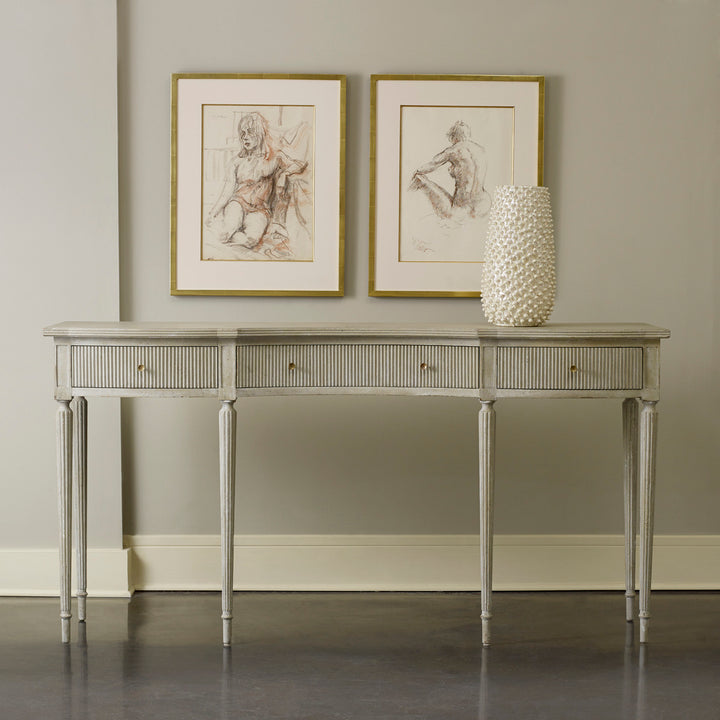 Ribbed Drawer Console-Antique Grey-Modern History-MODERN-MH559F02-Console Tables-1-France and Son