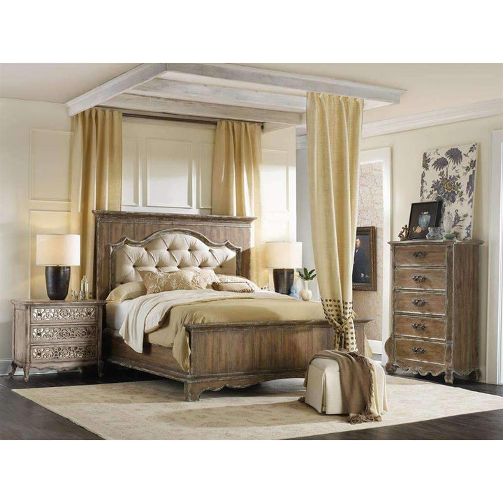 Light Wood Chatelet Upholstered Mantle Panel Bed-Hooker-HOOKER-5300-90860-BedsCalifornia King-2-France and Son