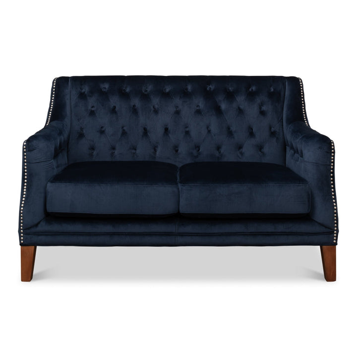 Tufted Loveseat Blue Velvet-SARREID-SARREID-53035-Sofas-1-France and Son