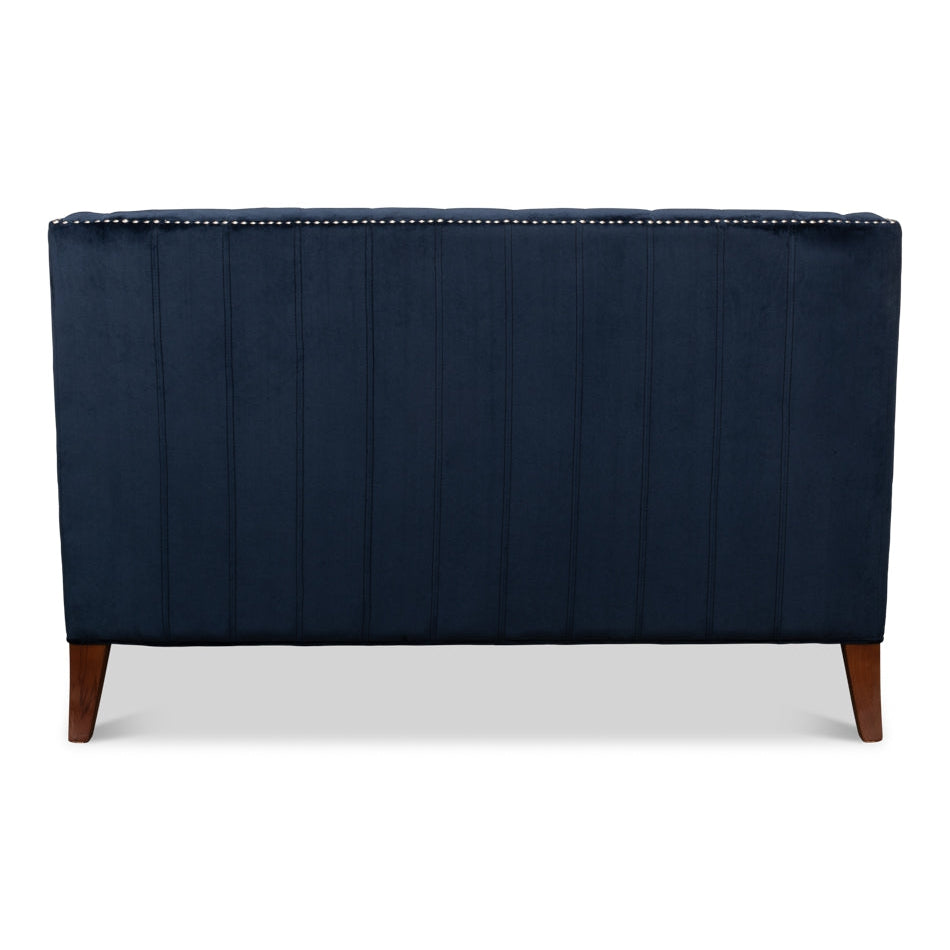 Tufted Loveseat Blue Velvet-SARREID-SARREID-53035-Sofas-2-France and Son