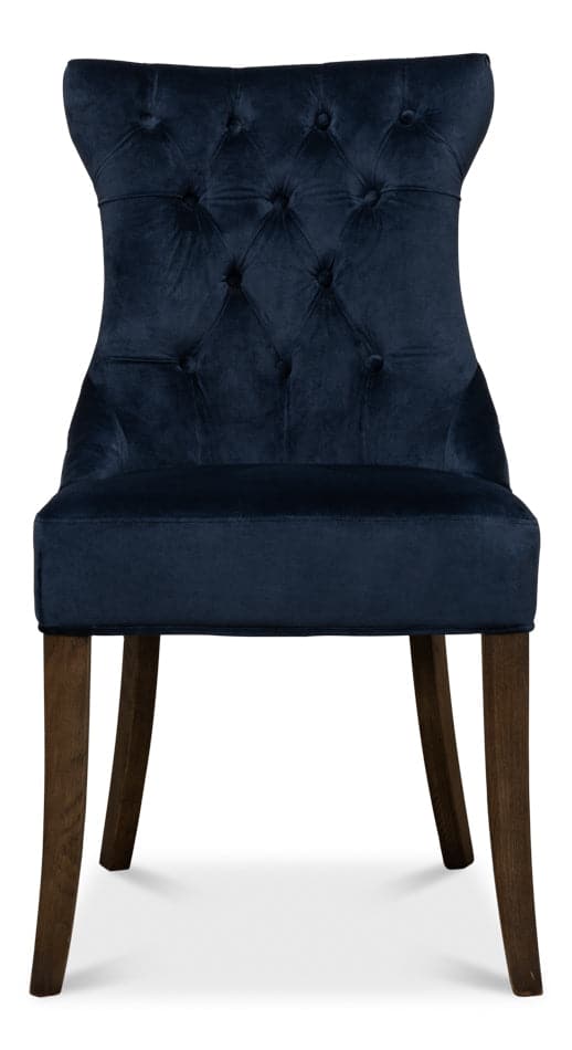 Sophie Side Chair Dark Brown Leather-SARREID-SARREID-53038-Dining ChairsBlue Transitional-2-France and Son