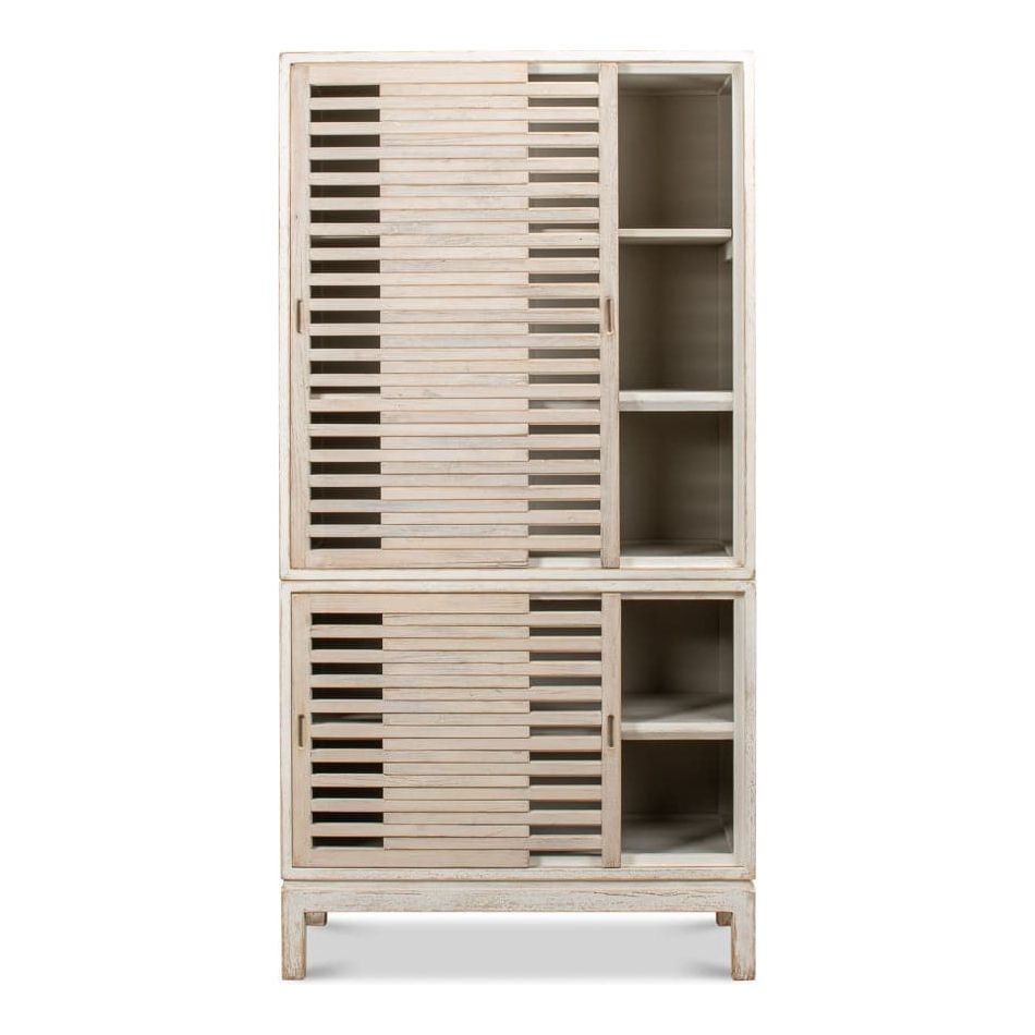 Groovy Doors Bookcase Whitewash-SARREID-SARREID-53043-Bookcases & CabinetsWhite-3-France and Son