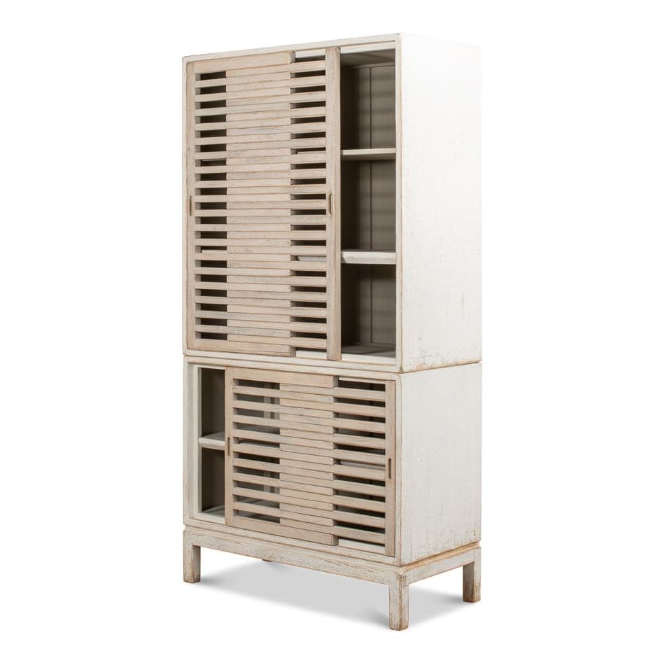 Groovy Doors Bookcase Whitewash-SARREID-SARREID-53043-Bookcases & CabinetsWhite-7-France and Son