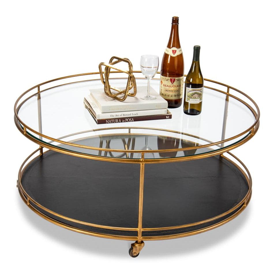 Tram Round Cocktail Table-SARREID-SARREID-53138-Coffee Tables-1-France and Son