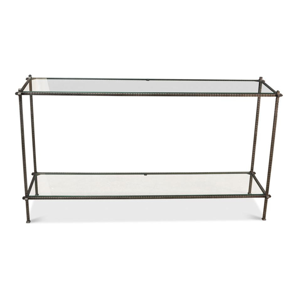 Hand Chased Iron Console Table-SARREID-SARREID-53150-Console Tables-3-France and Son