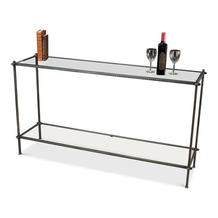 Hand Chased Iron Console Table-SARREID-SARREID-53150-Console Tables-2-France and Son