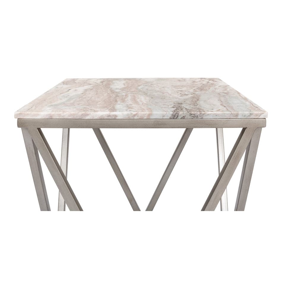 Trapezoid Side Table Marble Top-SARREID-SARREID-53153-Side Tables-3-France and Son