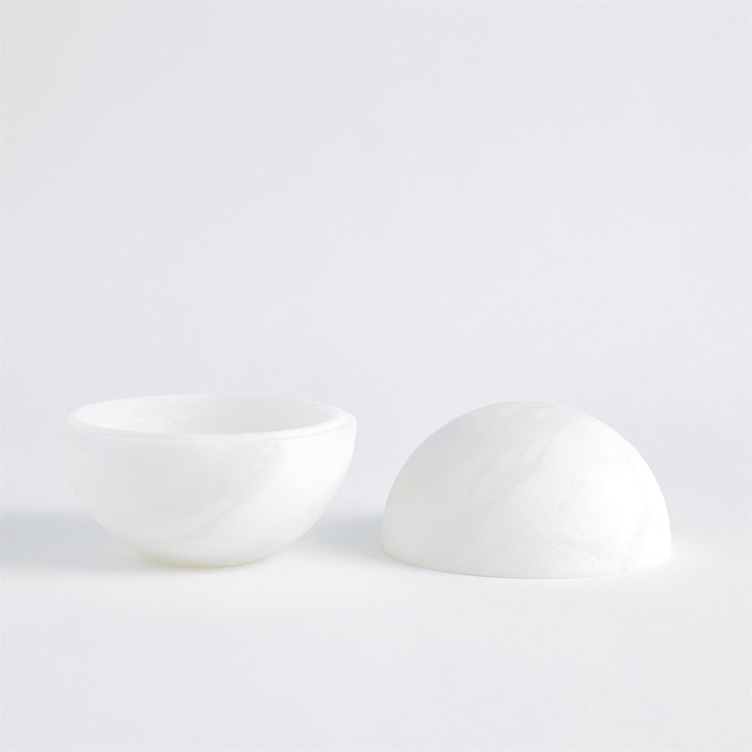 Alabaster Sphere Box-Global Views-GVSA-3.31616-Baskets & BoxesLarge-White-6-France and Son