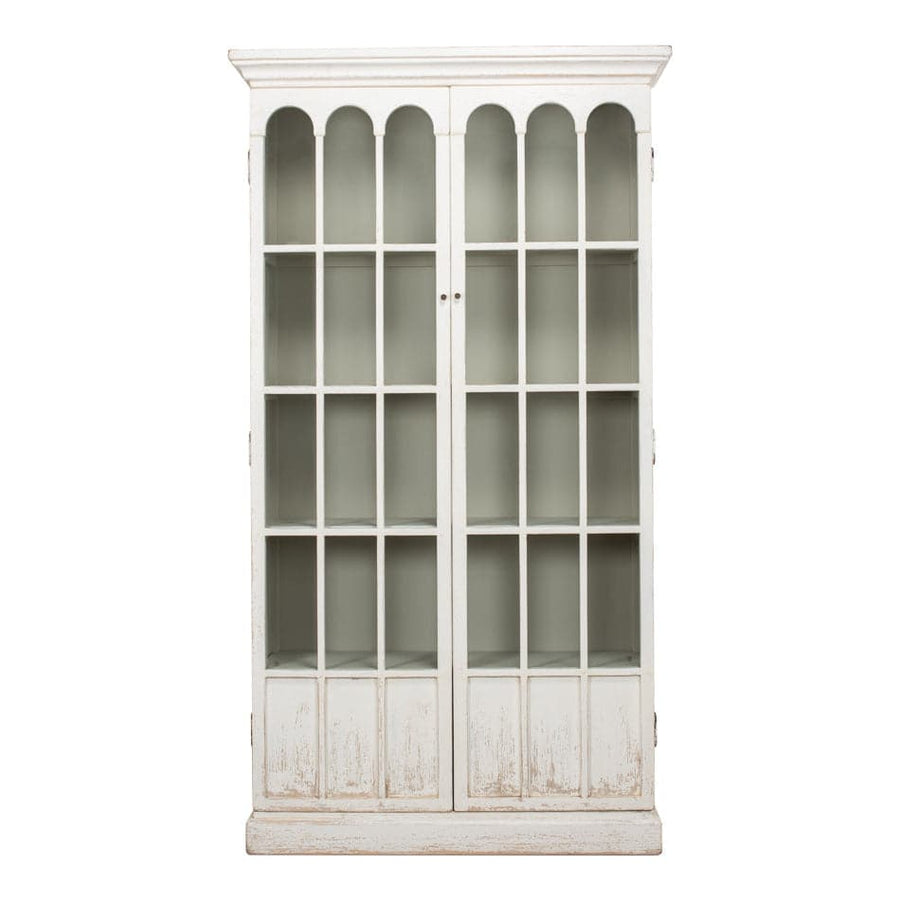 Glass Bookcase Whitewash-SARREID-SARREID-53227-Bookcases & Cabinets-1-France and Son