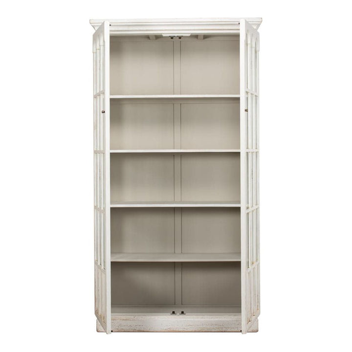 Glass Bookcase Whitewash-SARREID-SARREID-53227-Bookcases & Cabinets-2-France and Son