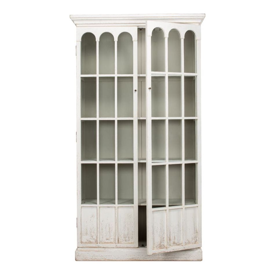 Glass Bookcase Whitewash-SARREID-SARREID-53227-Bookcases & Cabinets-3-France and Son