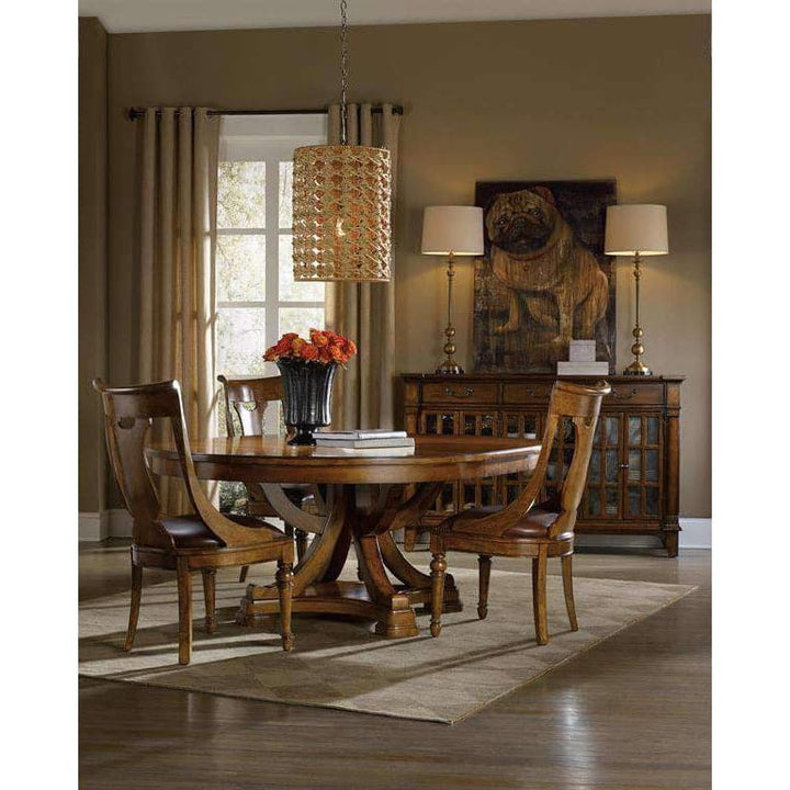 Tynecastle Round Pedestal Dining Table with One 18'' Leaf-Hooker-HOOKER-5323-75206-Dining Tables-3-France and Son