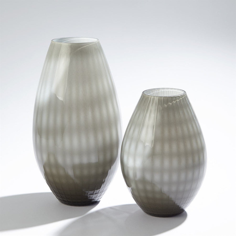 Cased Glass Grid Vase-Global Views-GVSA-3.31624-VasesLarge-Grey-3-France and Son