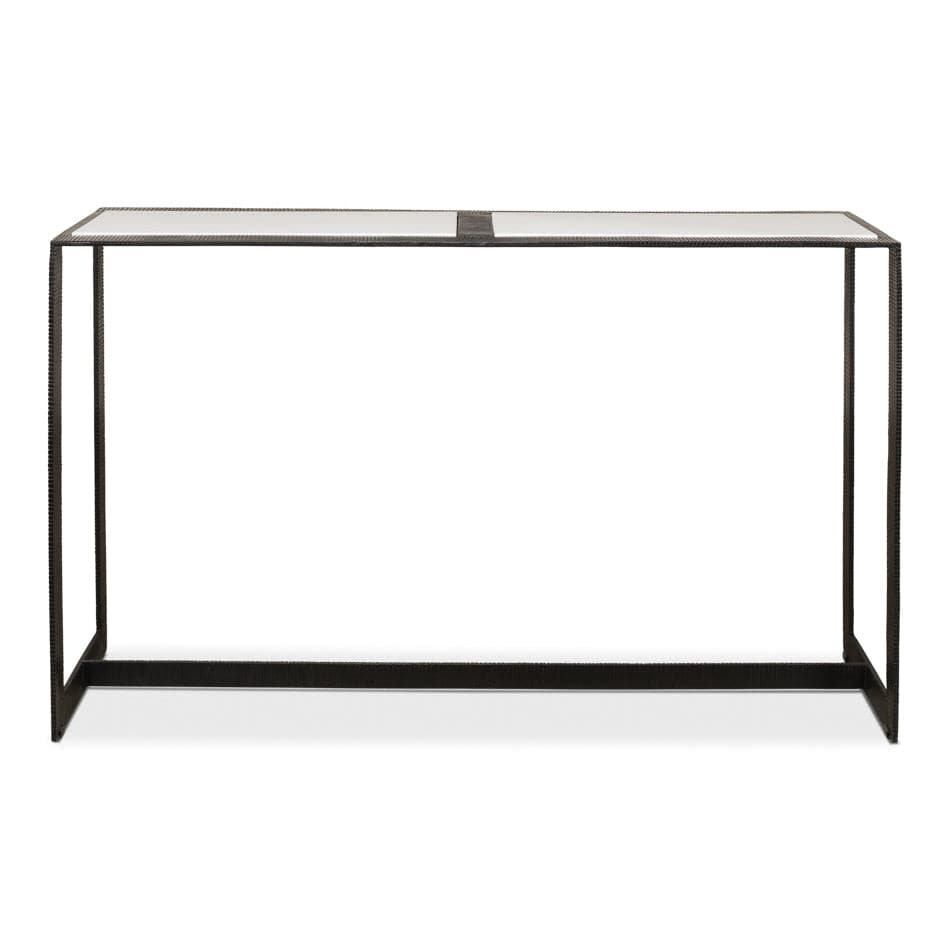 Ridged Iron Console Table-SARREID-SARREID-53427-Console TablesLarge-1-France and Son