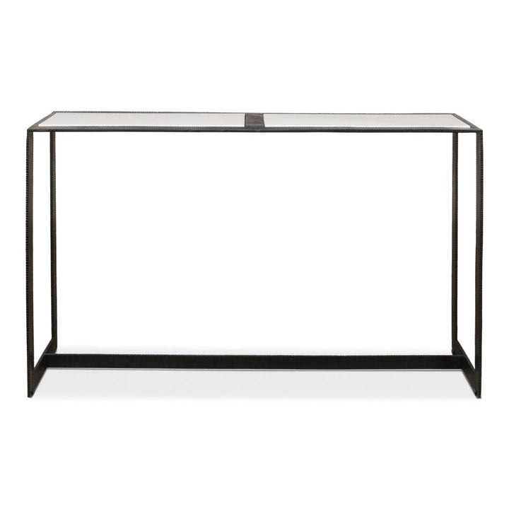 Ridged Iron Console Table-SARREID-SARREID-53427-Console TablesLarge-1-France and Son