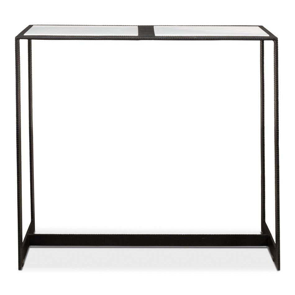 Ridged Iron Console Table-SARREID-SARREID-53429-Console TablesSmall-2-France and Son