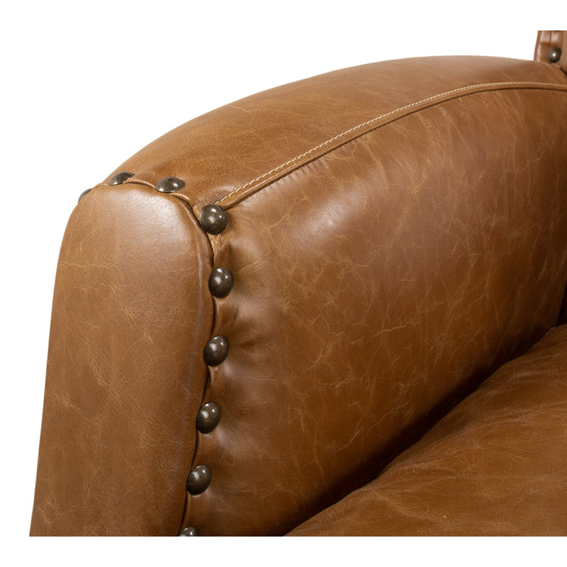 Taft Leather Swivel Chair - Cuba Brown-SARREID-SARREID-53467-Lounge Chairs-3-France and Son