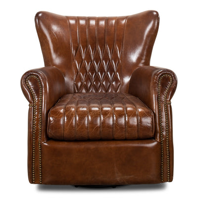 Bugatti Leather Swivel Chair-SARREID-SARREID-53469-Lounge Chairs-1-France and Son