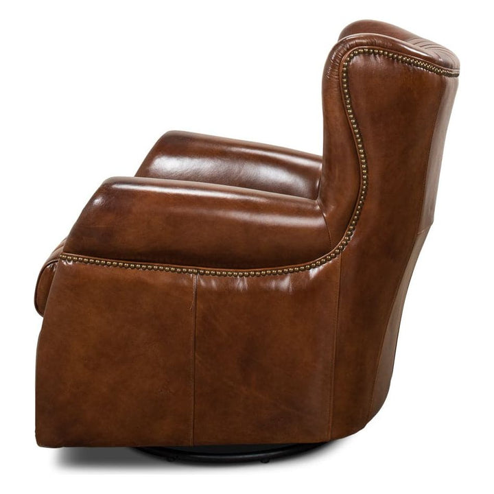 Bugatti Leather Swivel Chair-SARREID-SARREID-53469-Lounge Chairs-2-France and Son