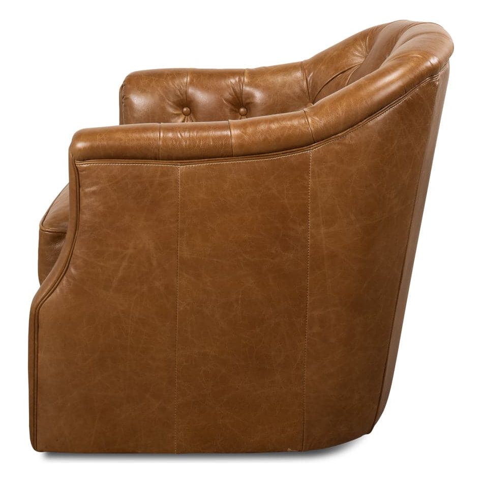 Coolidge Leather Swivel Chair-SARREID-SARREID-53470-Lounge Chairs-2-France and Son