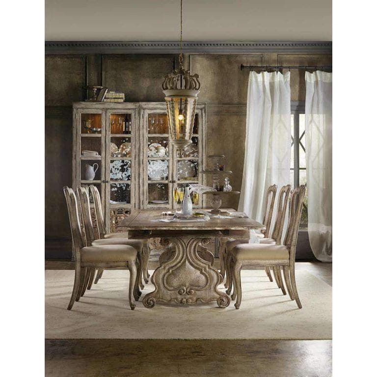 Chatelet Refectory Rectangle Trestle Dining Table with Two 22'' Leaves-Hooker-HOOKER-5350-75206-Dining Tables-3-France and Son