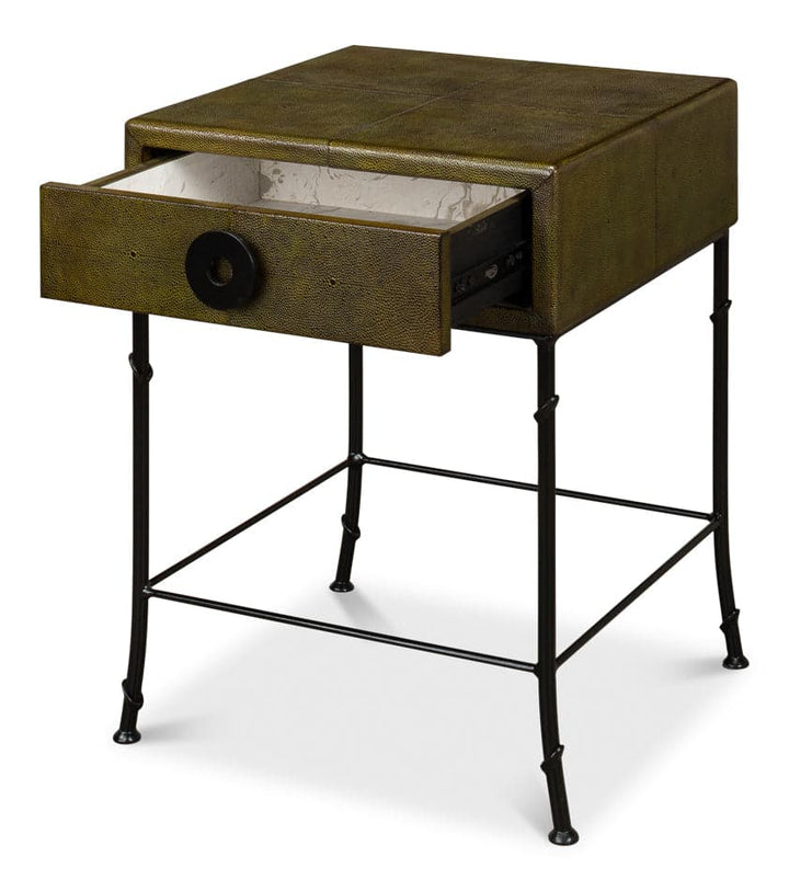 Gabriella Shagreen Side Table-SARREID-SARREID-53561-2-Side TablesGrey Contemporary-5-France and Son