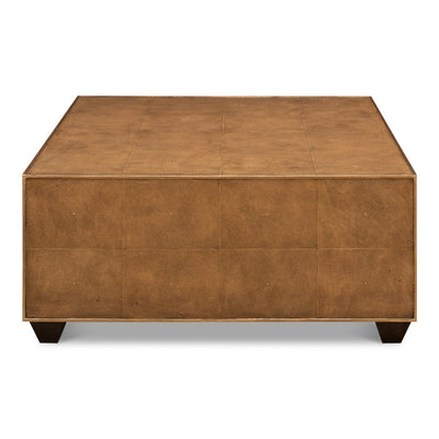 Shagreen Square Cocktail Table-SARREID-SARREID-53563-5-Coffee TablesTawny Brown Finish-4-France and Son
