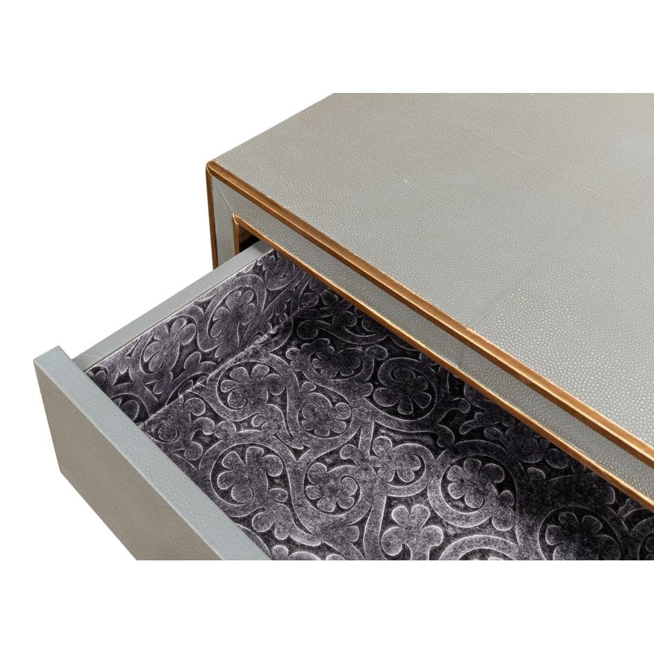 Gabriella Shagreen Nightstand-SARREID-SARREID-53569-2-NightstandsStorm Grey Finish-4-France and Son