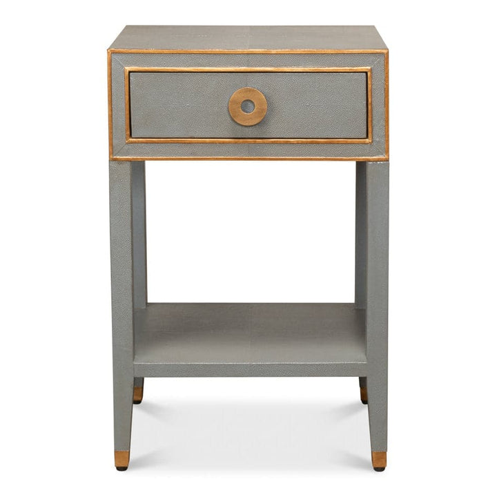 Gabriella Shagreen Nightstand-SARREID-SARREID-53569-2-NightstandsStorm Grey Finish-1-France and Son